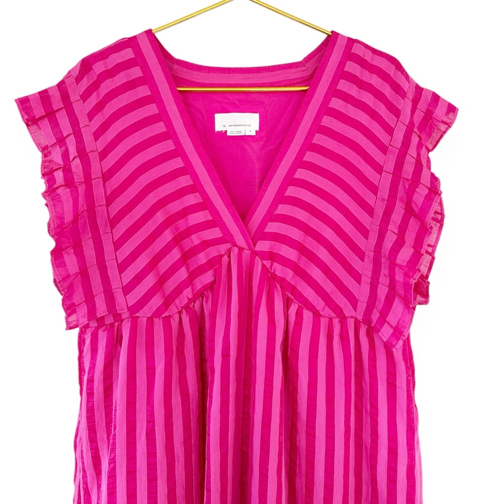 Anthropologie Pink Flutter Sleeve Dress - Picture 4 of 13